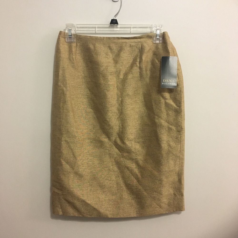 Dana Buchman Gold Wool Silk Skirt New With Tags Size 4